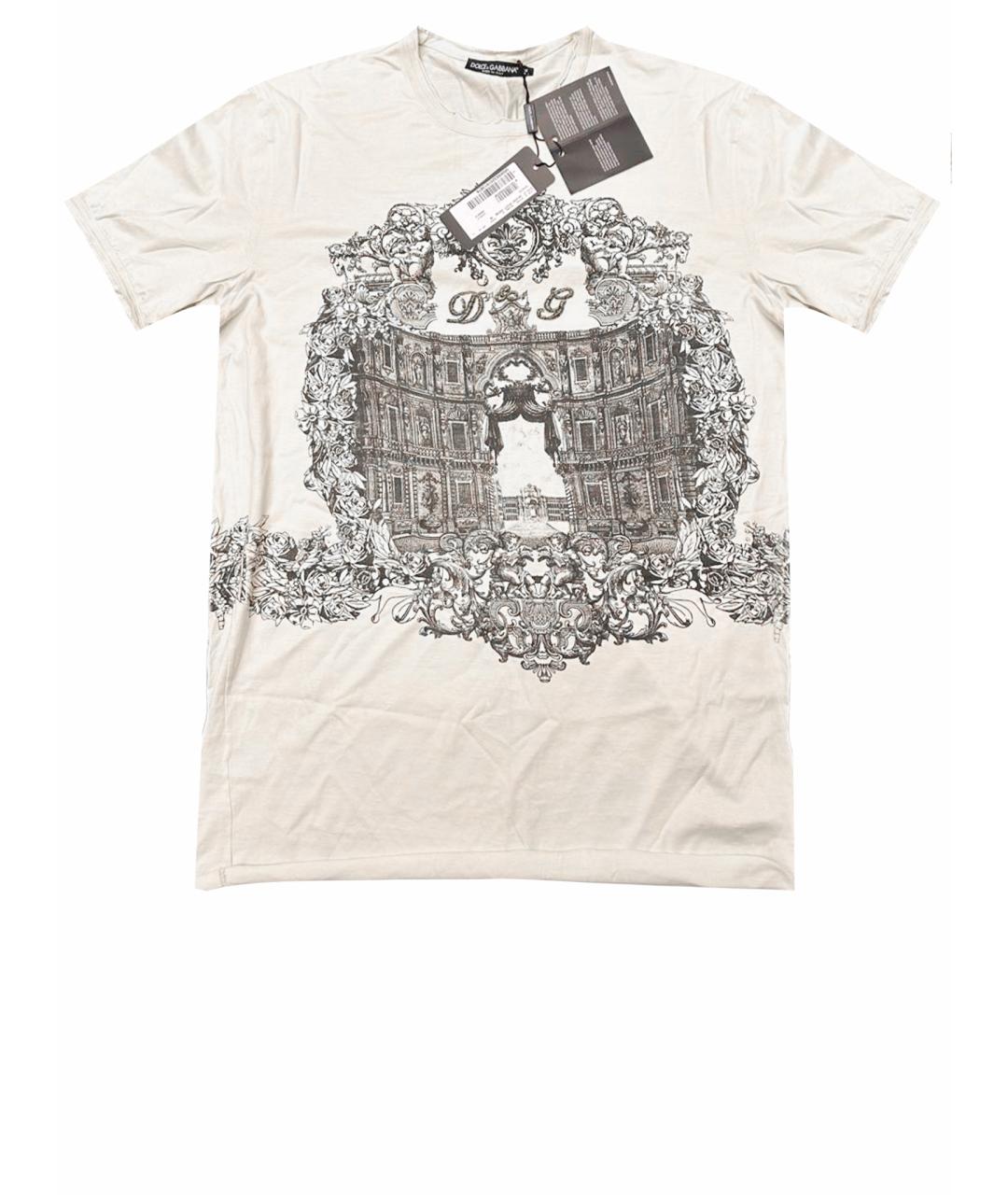 DOLCE&GABBANA Бежевая хлопковая футболка, фото 1