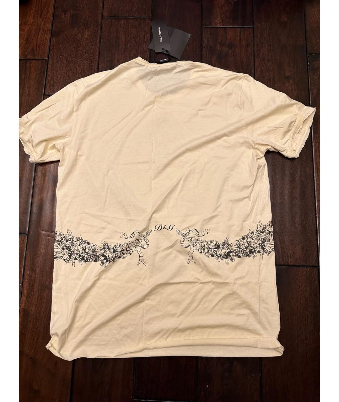 DOLCE&GABBANA Бежевая хлопковая футболка, фото 4