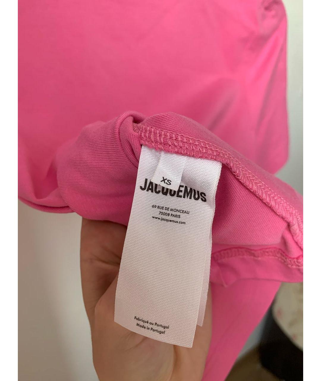 JACQUEMUS Розовая хлопковая футболка, фото 5