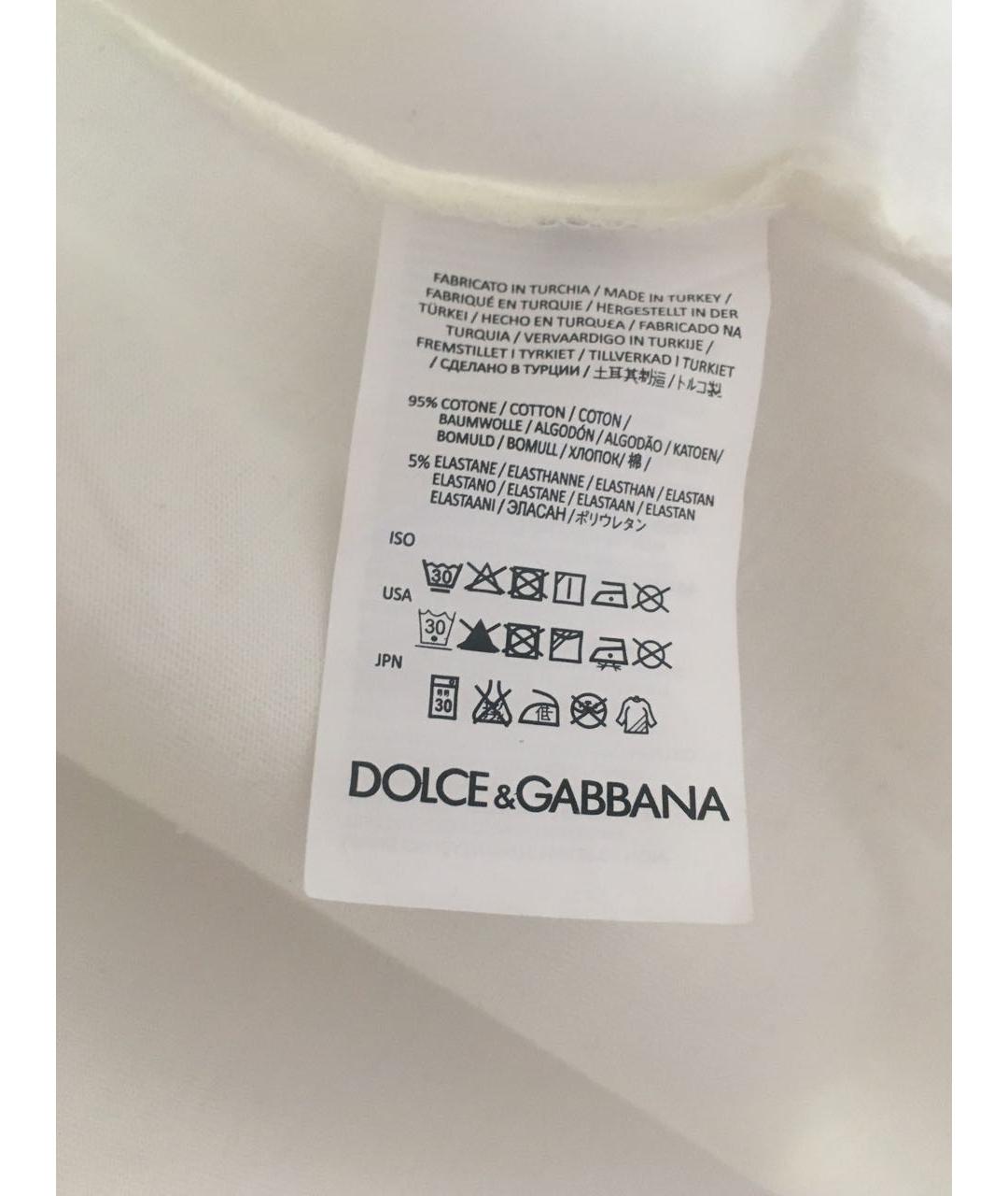 DOLCE&GABBANA Бежевая хлопко-эластановая футболка, фото 4