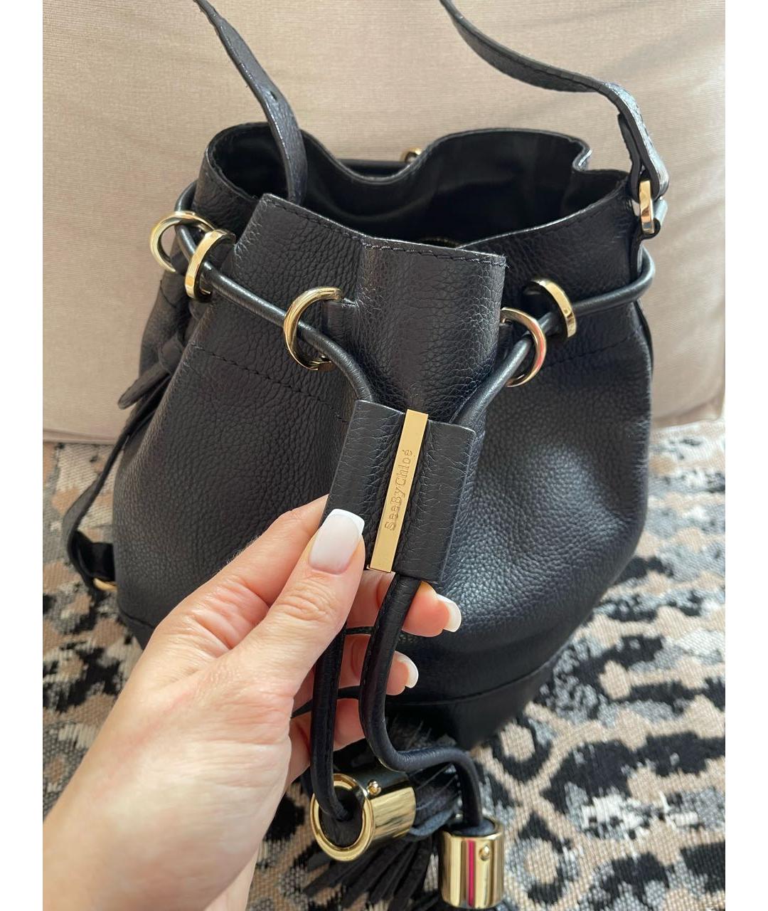 SEE BY CHLOE Темно-синяя кожаная сумка через плечо, фото 2