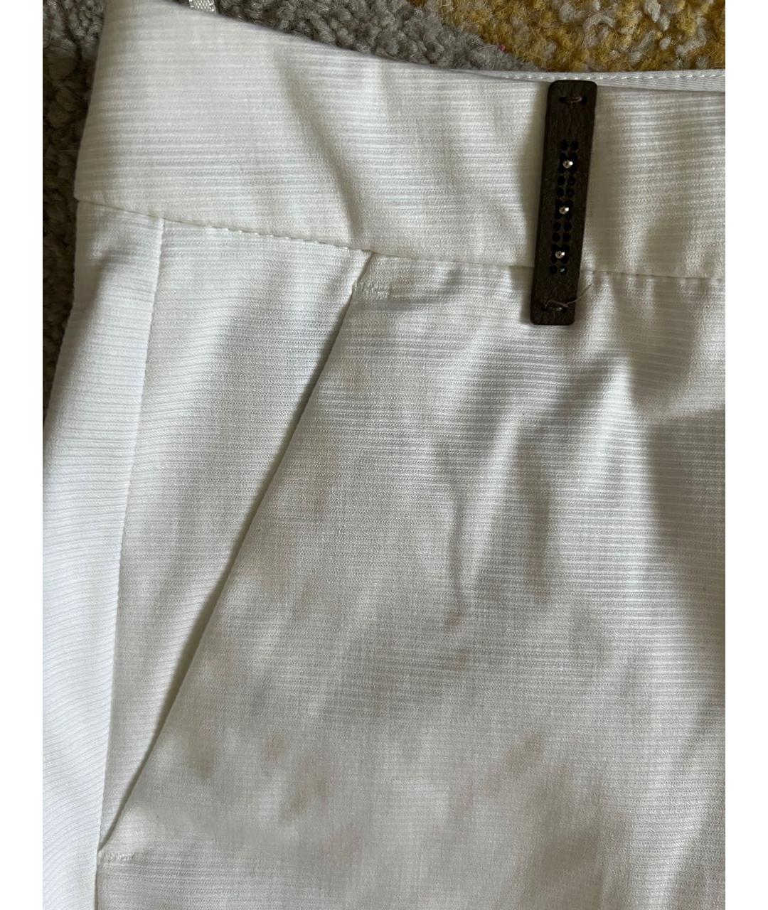 PESERICO Белые хлопко-эластановые брюки узкие, фото 3