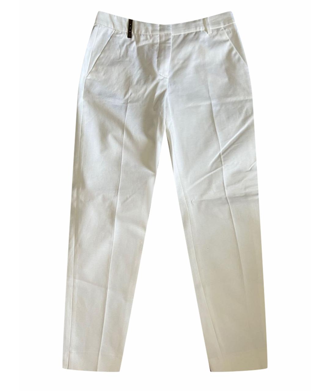 PESERICO Белые хлопко-эластановые брюки узкие, фото 1