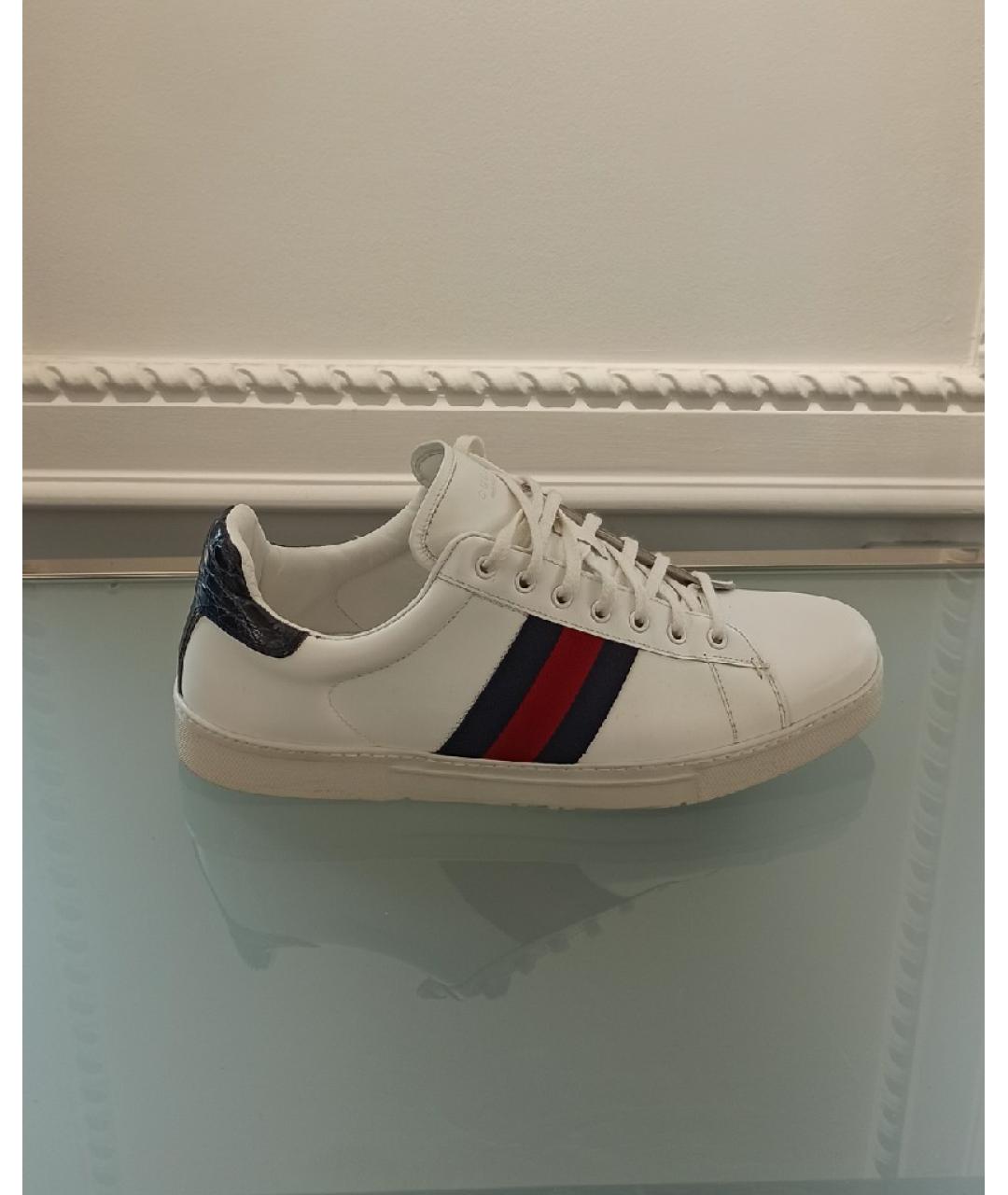 GUCCI Белые кожаные низкие кроссовки / кеды, фото 9