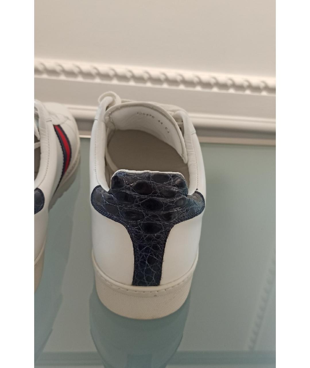 GUCCI Белые кожаные низкие кроссовки / кеды, фото 6