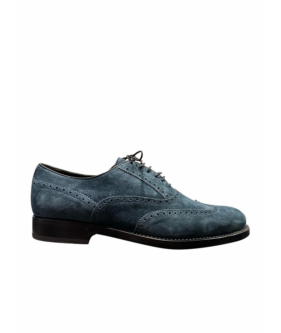 BRIONI Темно-синие замшевые низкие ботинки, фото 1