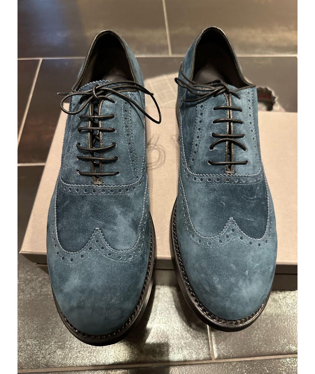 BRIONI Темно-синие замшевые низкие ботинки, фото 2
