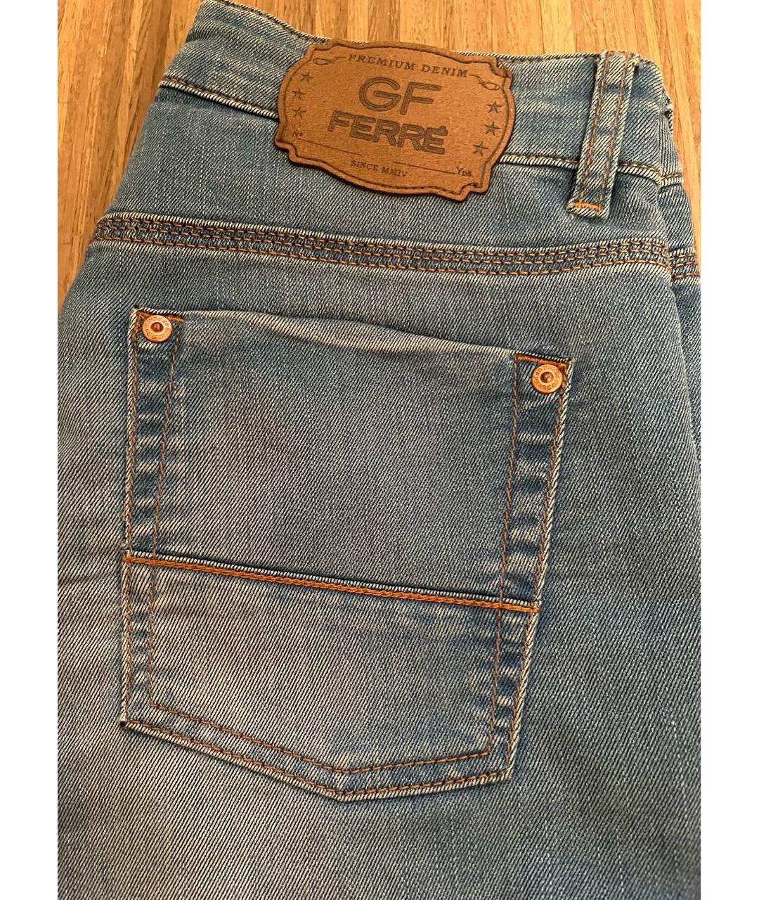 GIANFRANCO FERRE Голубые хлопковые джинсы слим, фото 4