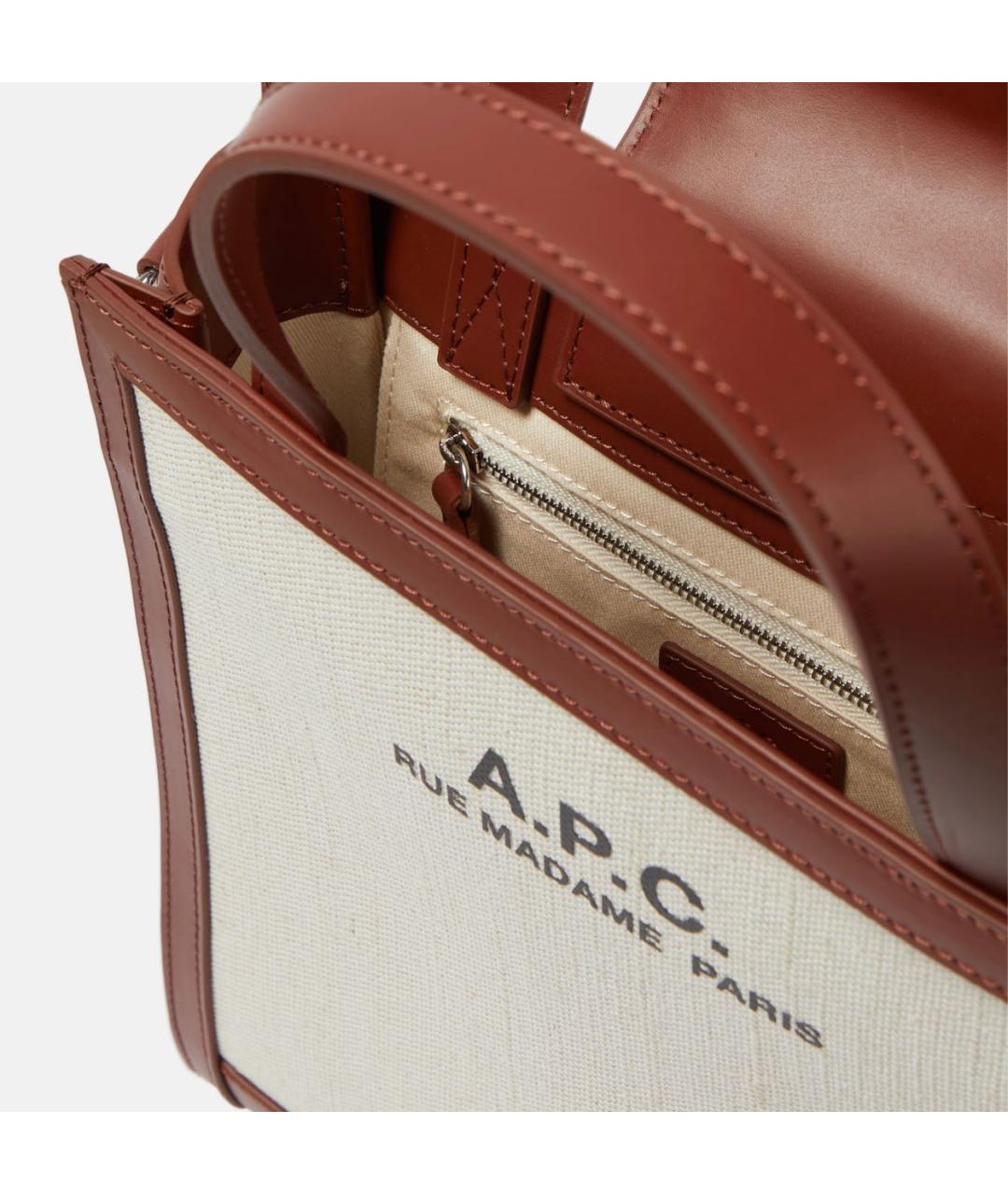 A.P.C. Бежевая кожаная сумка тоут, фото 4