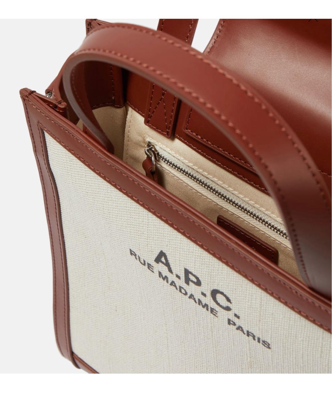 A.P.C. Бежевая кожаная сумка тоут, фото 3