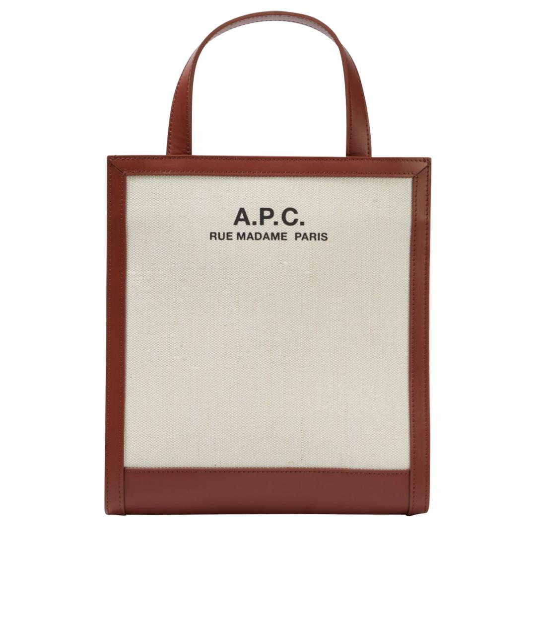 A.P.C. Бежевая кожаная сумка тоут, фото 1