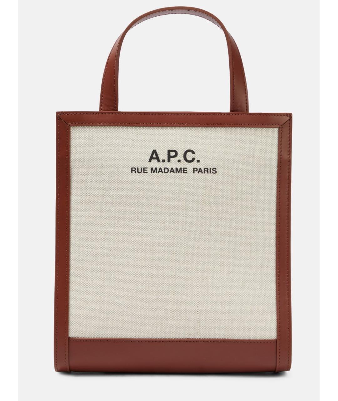 A.P.C. Бежевая кожаная сумка тоут, фото 7