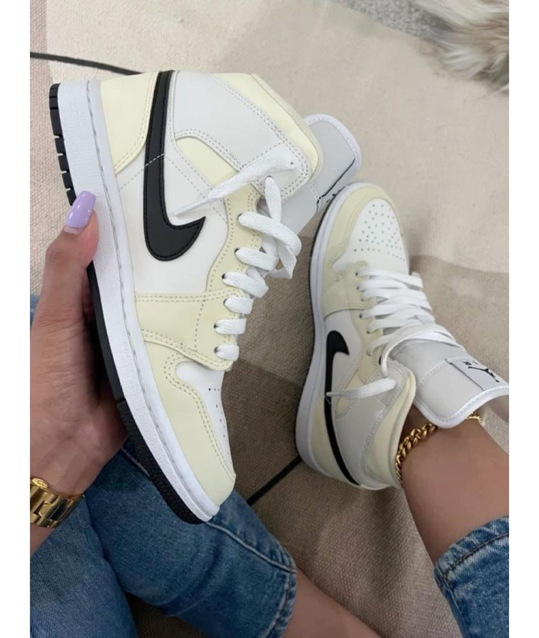 JORDAN Бежевые кожаные кроссовки, фото 5