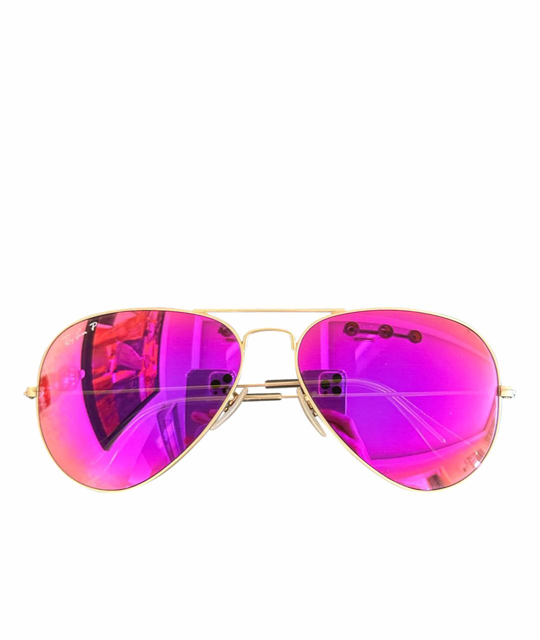 RAY BAN Розовые металлические солнцезащитные очки, фото 1