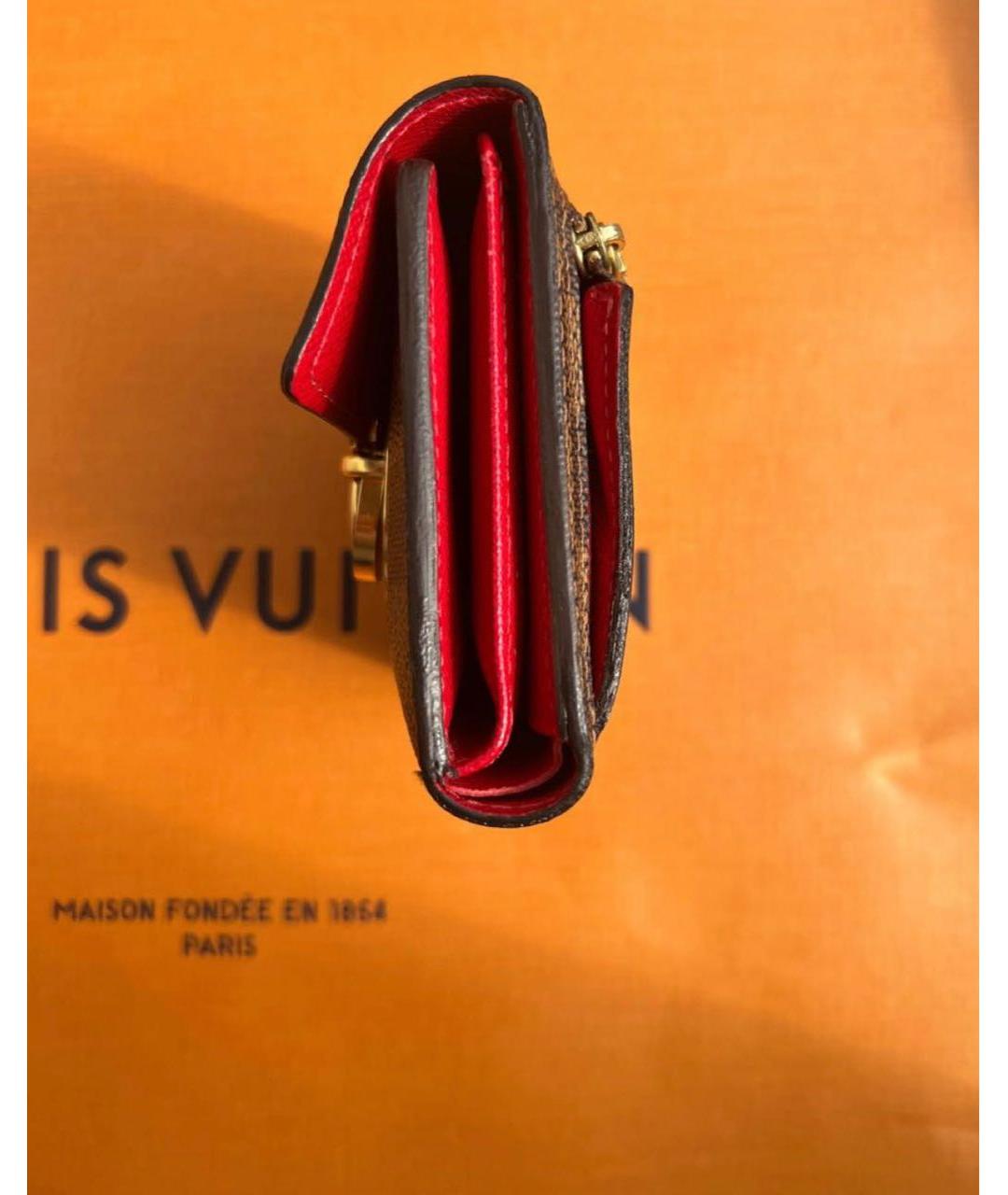 LOUIS VUITTON PRE-OWNED Коричневый кожаный кошелек, фото 4