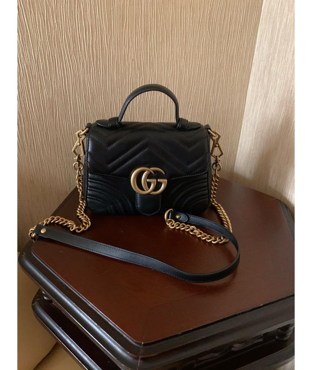 GUCCI Черная кожаная сумка тоут, фото 7