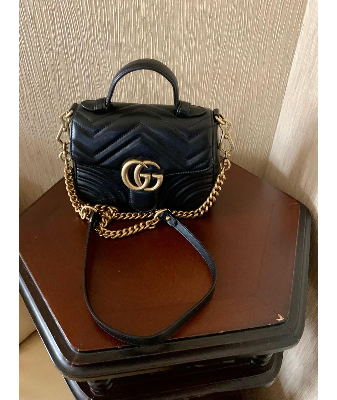 GUCCI Черная кожаная сумка тоут, фото 6