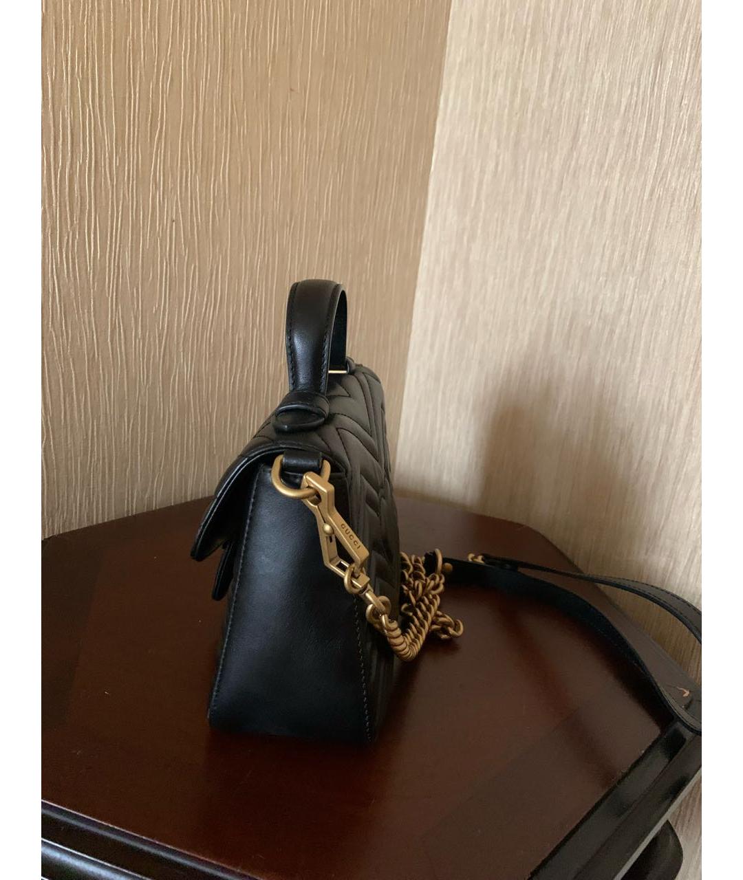 GUCCI Черная кожаная сумка тоут, фото 2
