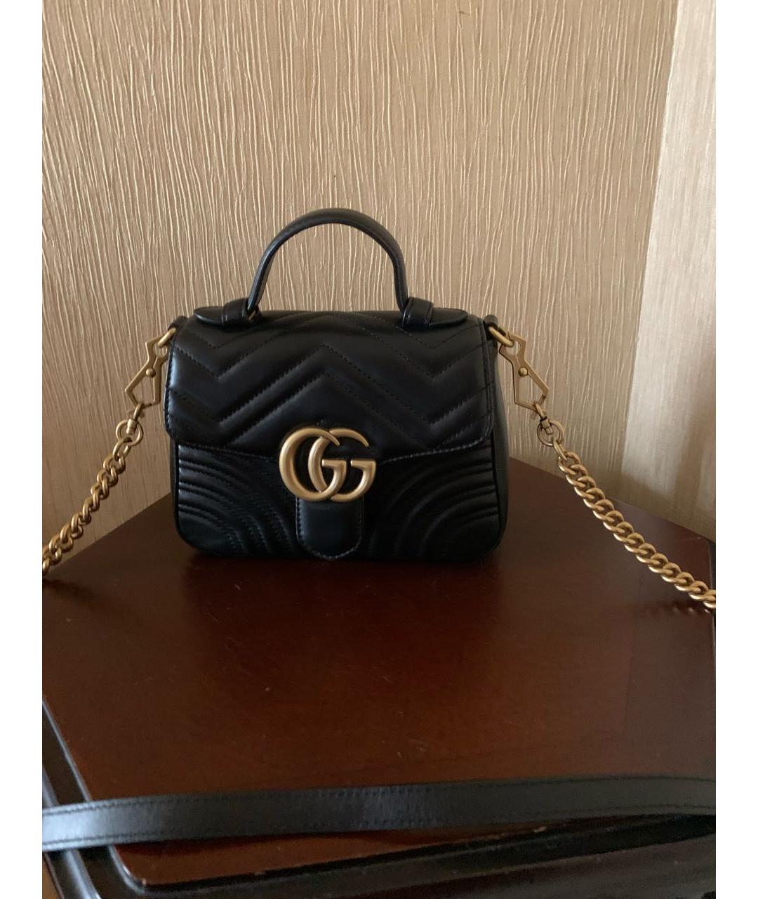 GUCCI Черная кожаная сумка тоут, фото 8