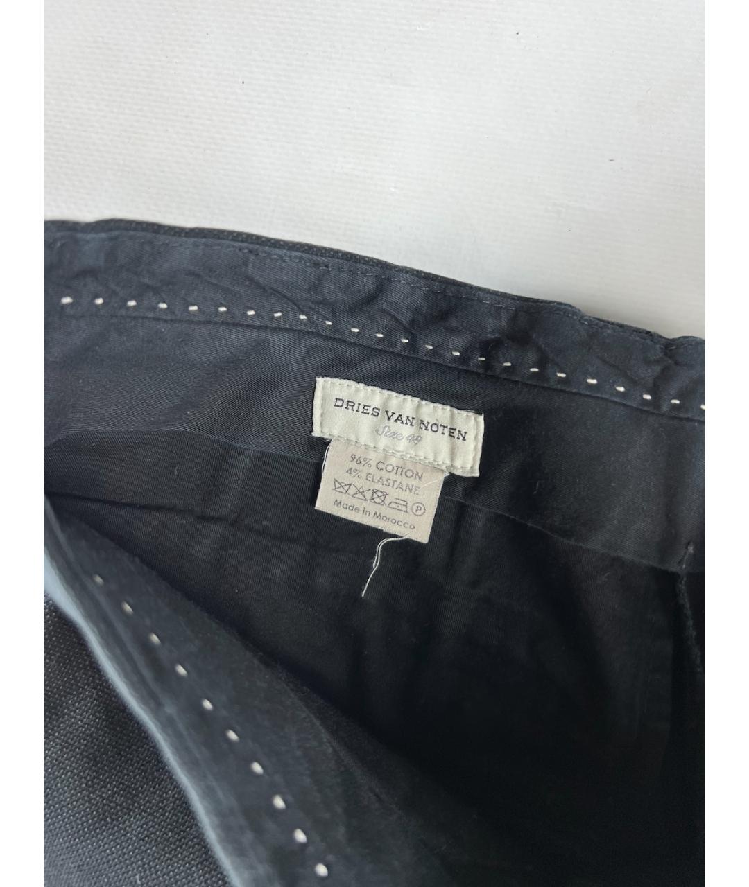 DRIES VAN NOTEN Черные хлопко-эластановые повседневные брюки, фото 2