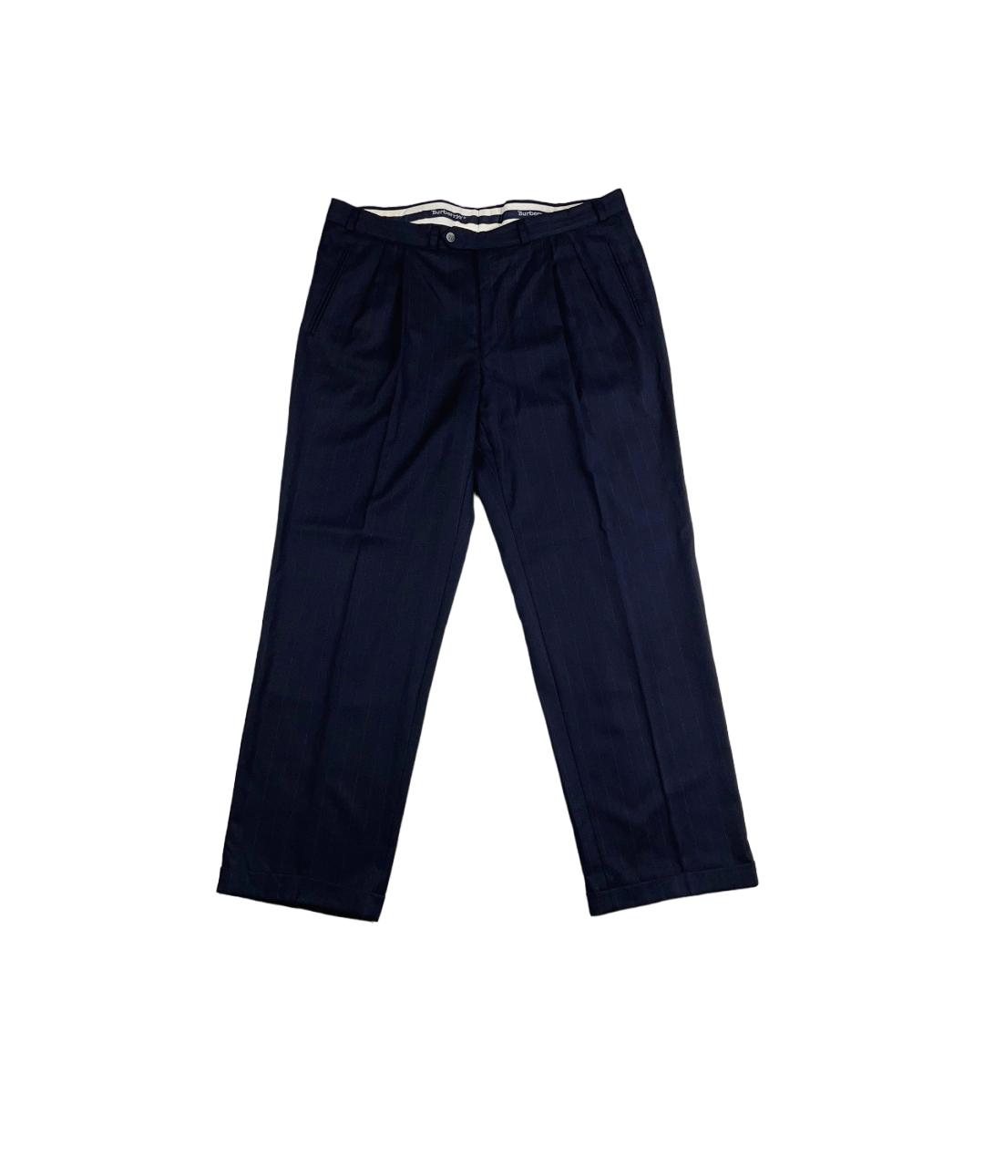 BURBERRY Синие шерстяные классические брюки, фото 1