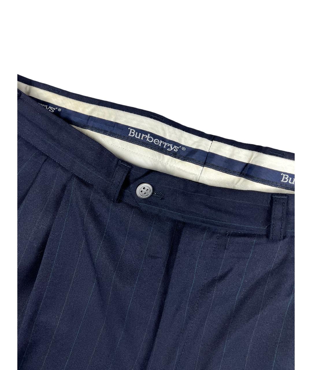 BURBERRY Синие шерстяные классические брюки, фото 2