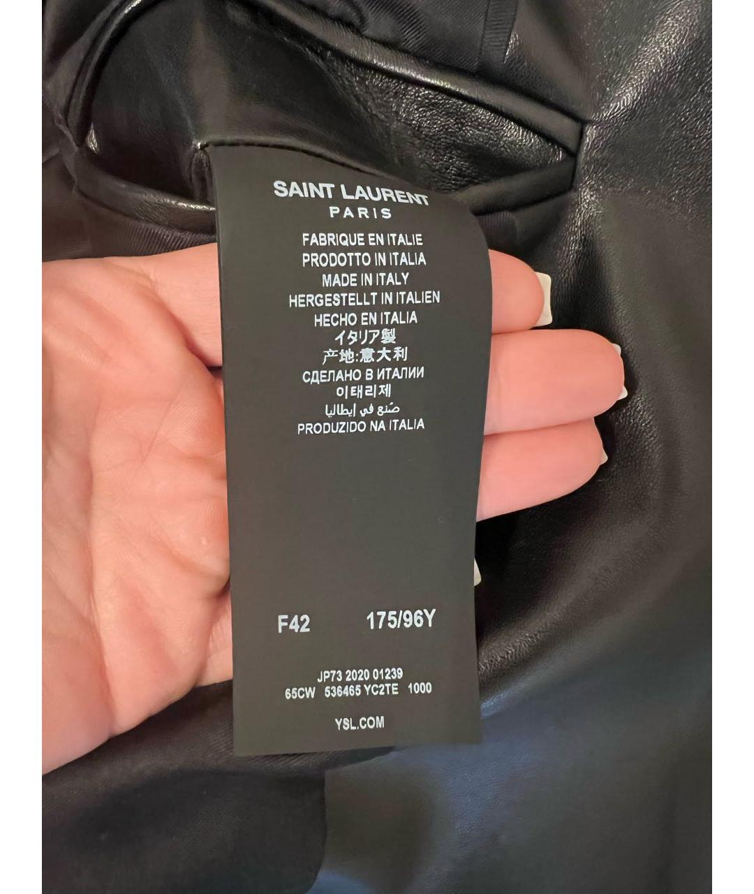 SAINT LAURENT Черный кожаный жакет/пиджак, фото 3