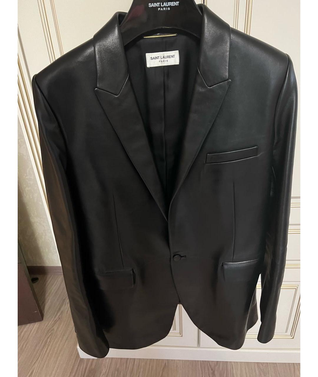 SAINT LAURENT Черный кожаный жакет/пиджак, фото 4