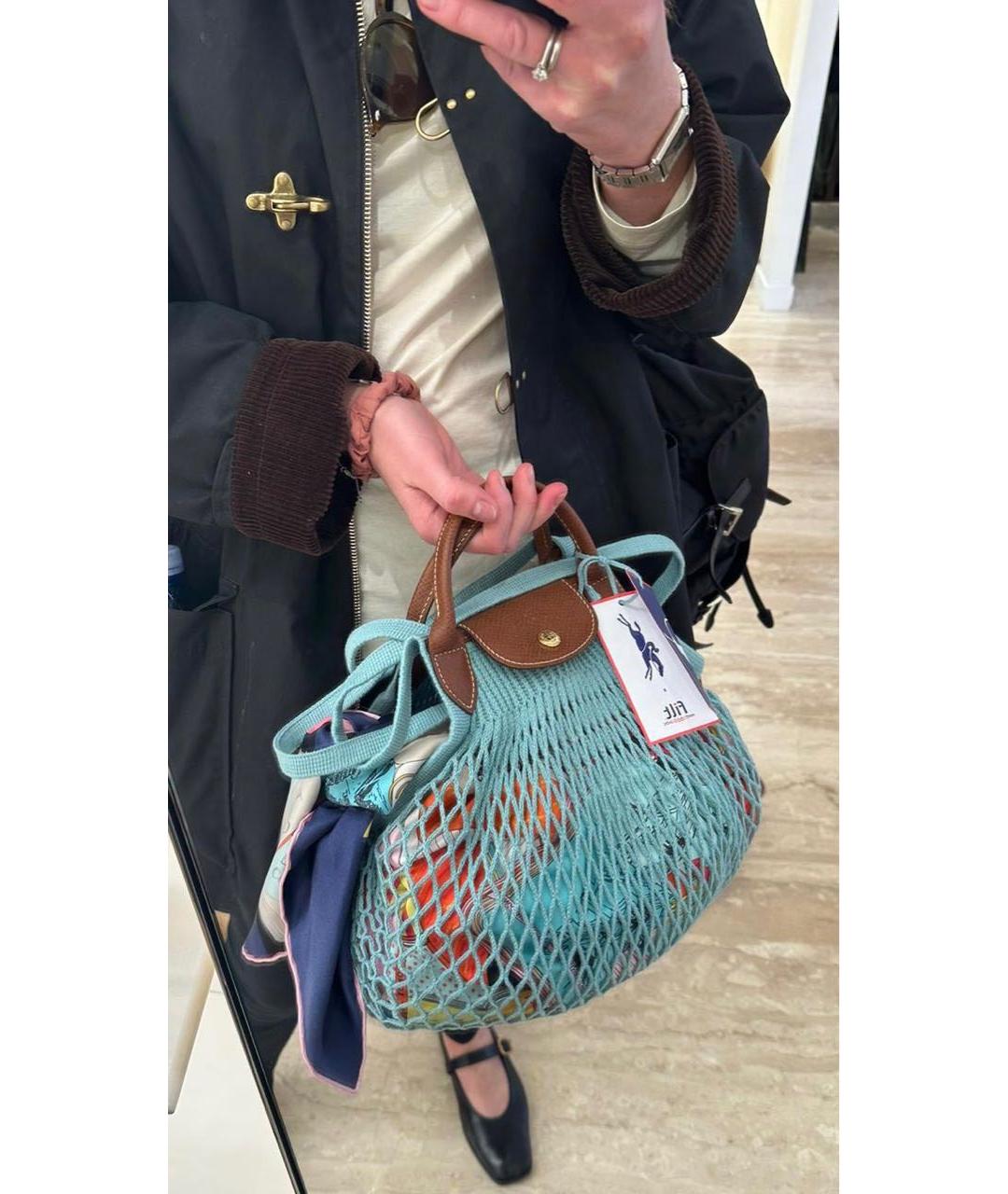 LONGCHAMP Голубая пелетеная пляжная сумка, фото 4