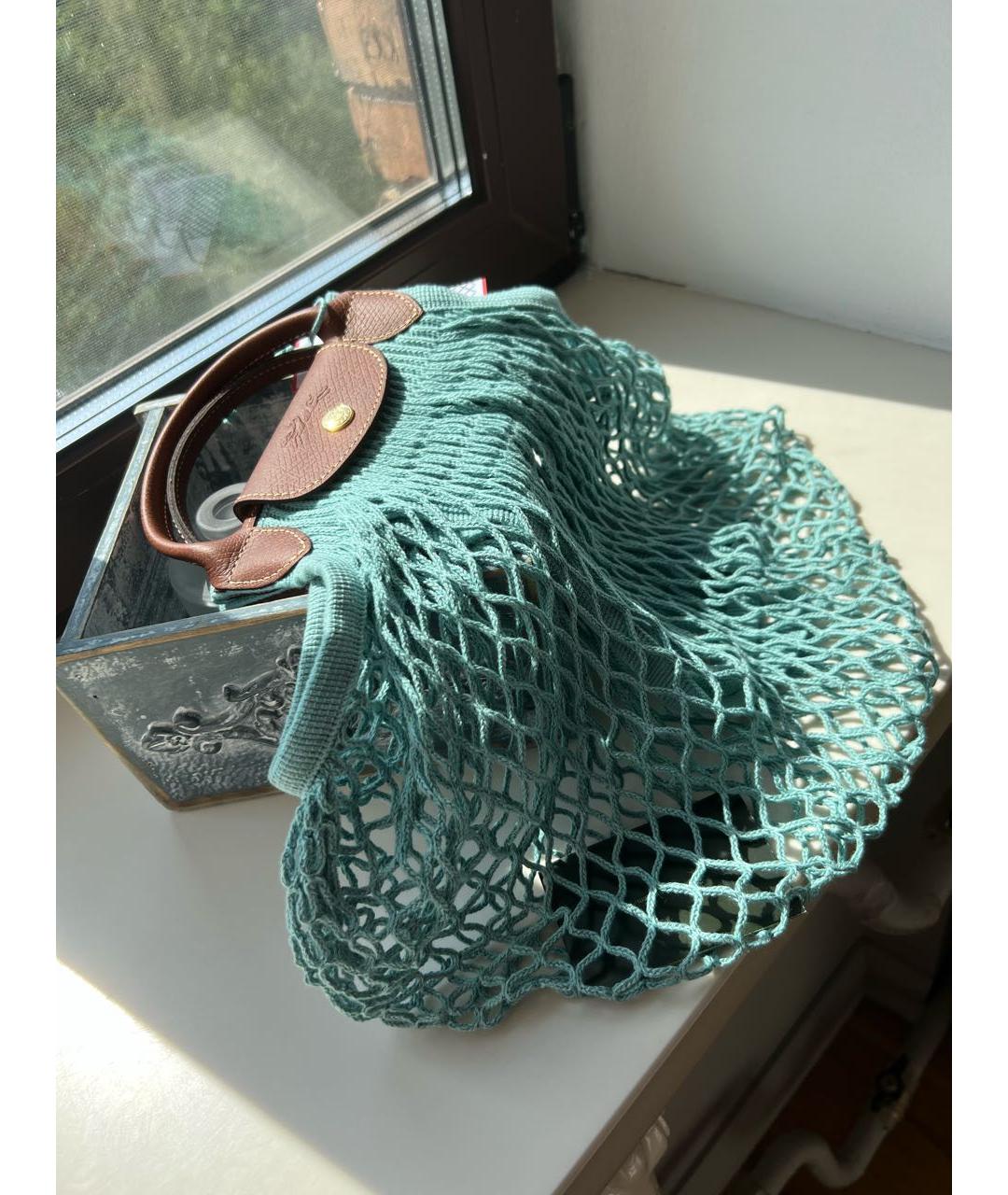 LONGCHAMP Голубая пелетеная пляжная сумка, фото 2