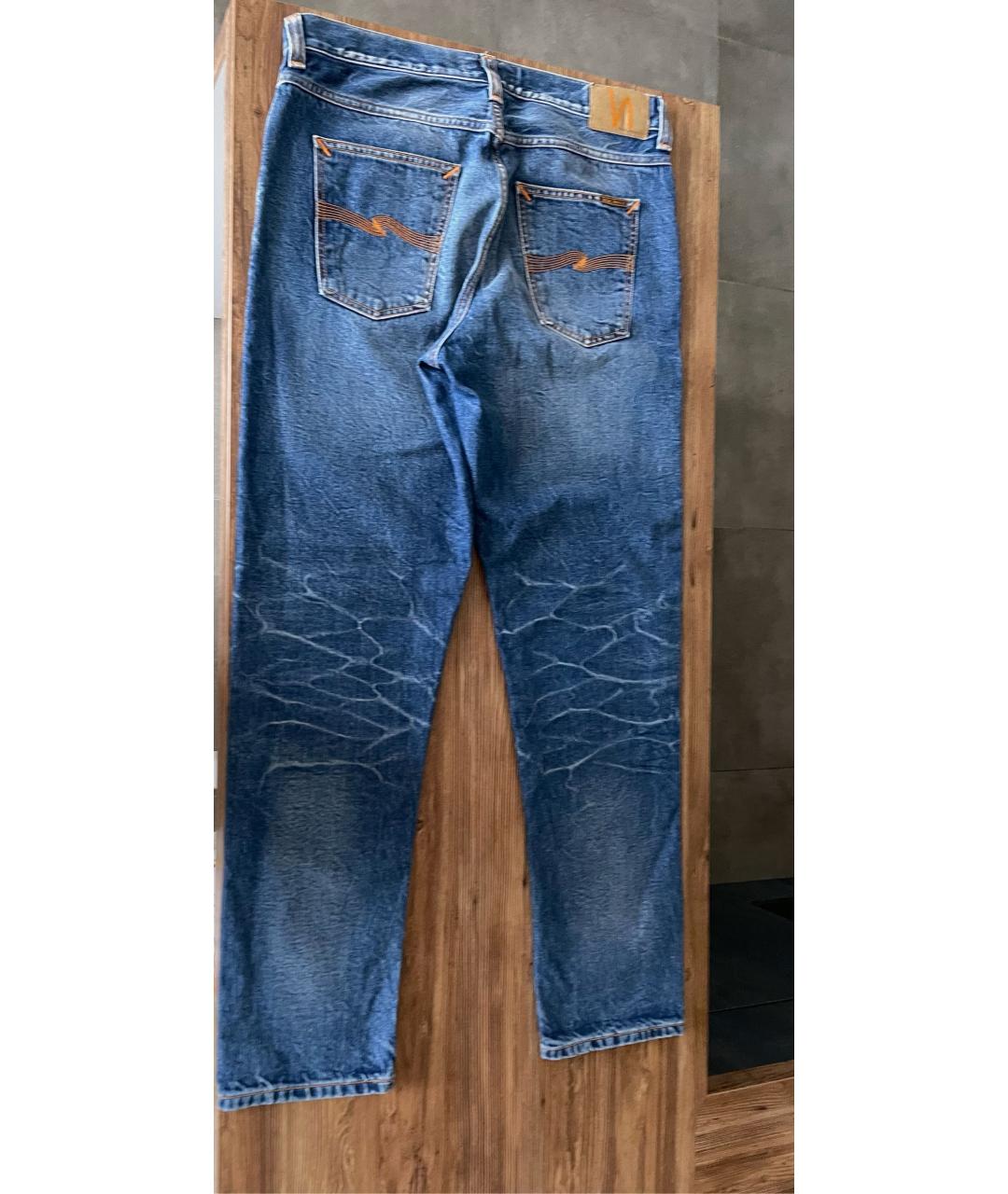 NUDIE JEANS CO Синие хлопковые прямые джинсы, фото 2