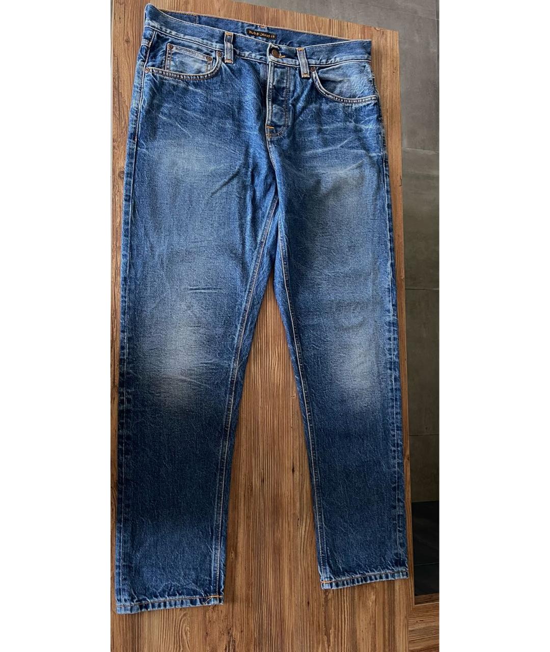 NUDIE JEANS CO Синие хлопковые прямые джинсы, фото 7