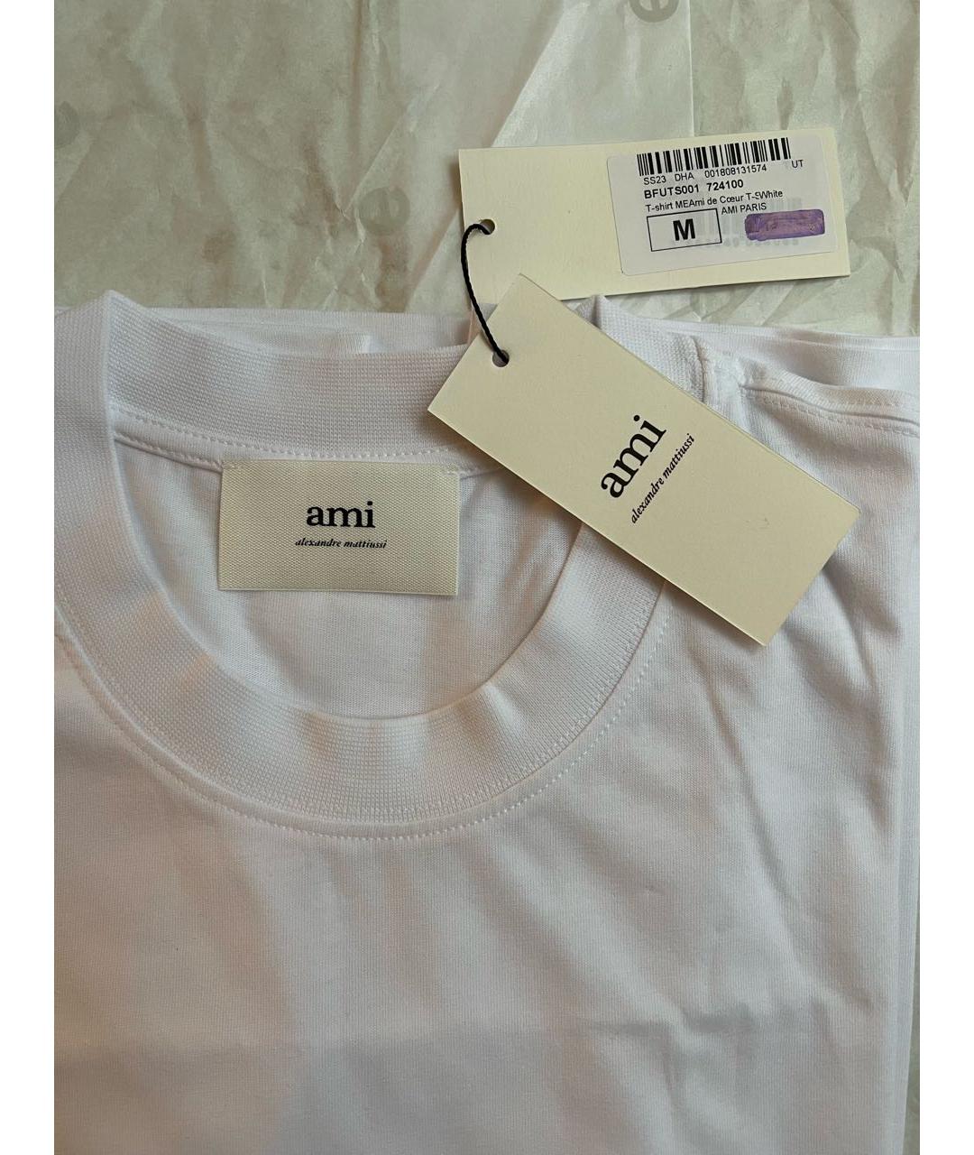 AMI Белая хлопковая футболка, фото 6