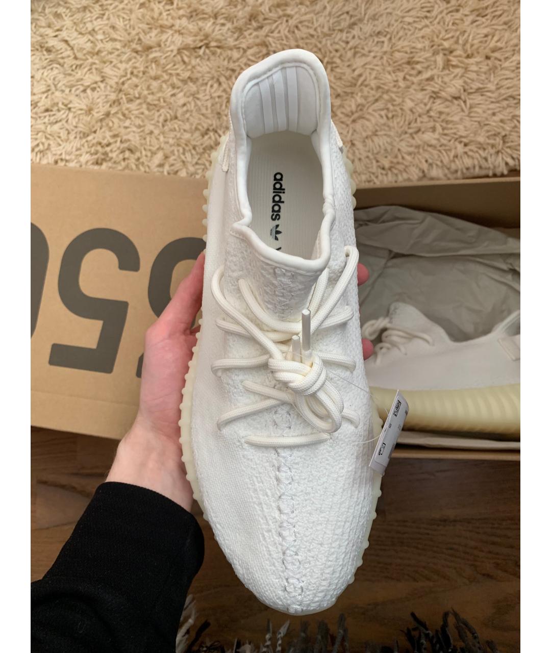 ADIDAS YEEZY Белые текстильные низкие кроссовки / кеды, фото 3