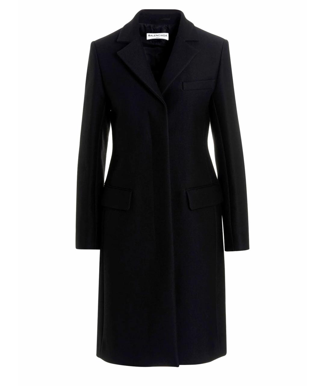 BALENCIAGA Черное шерстяное пальто, фото 1