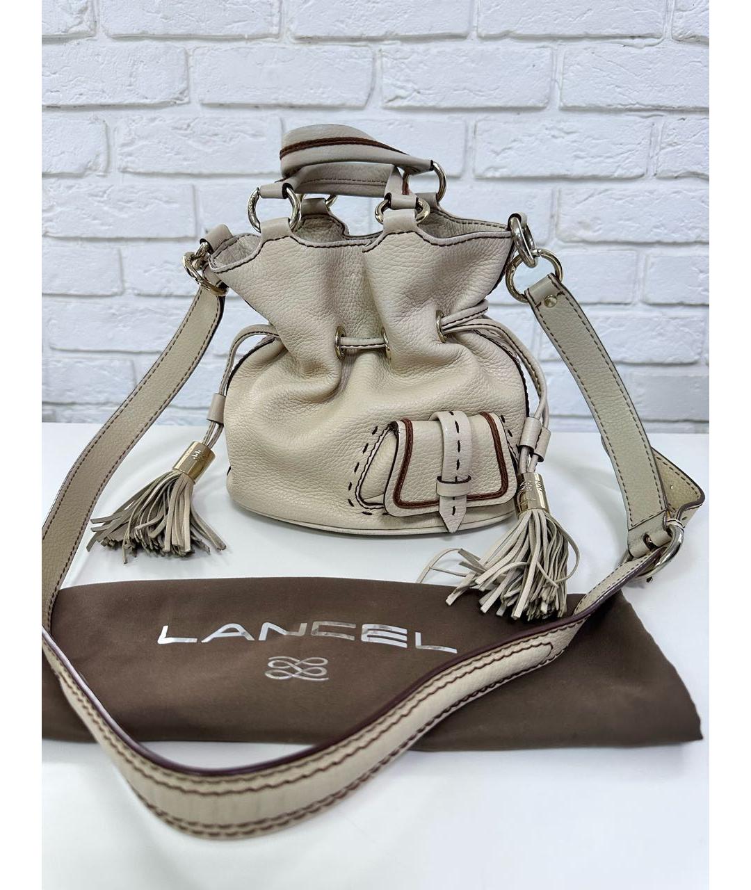 LANCEL Бежевая кожаная сумка тоут, фото 9