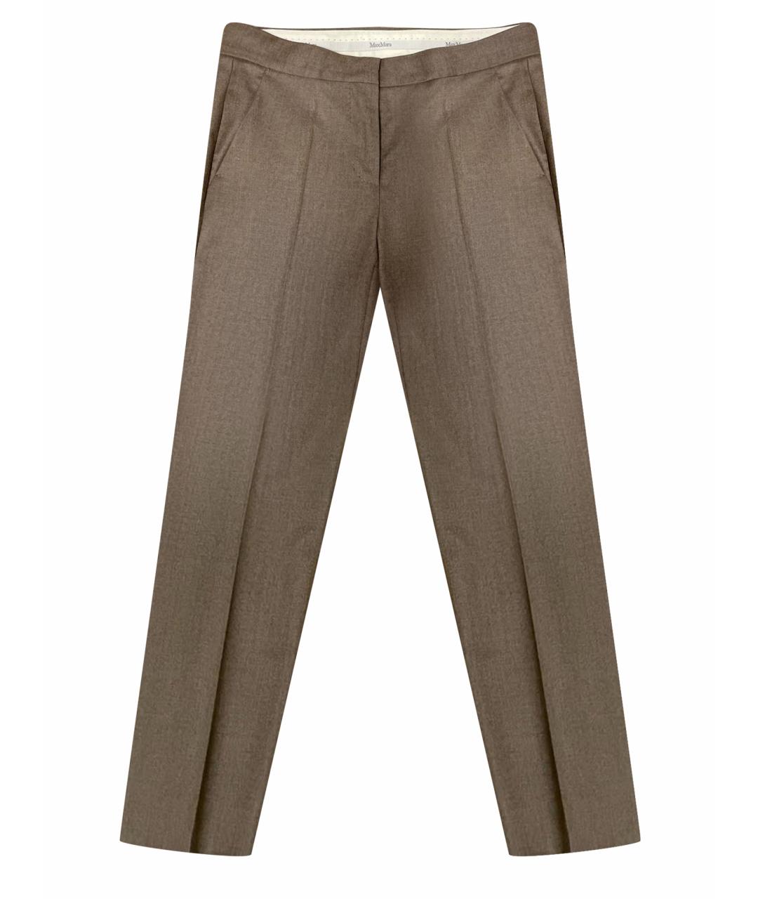 MAX MARA Коричневые шерстяные брюки узкие, фото 1