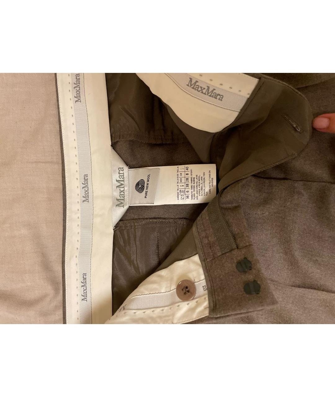 MAX MARA Коричневые шерстяные брюки узкие, фото 4