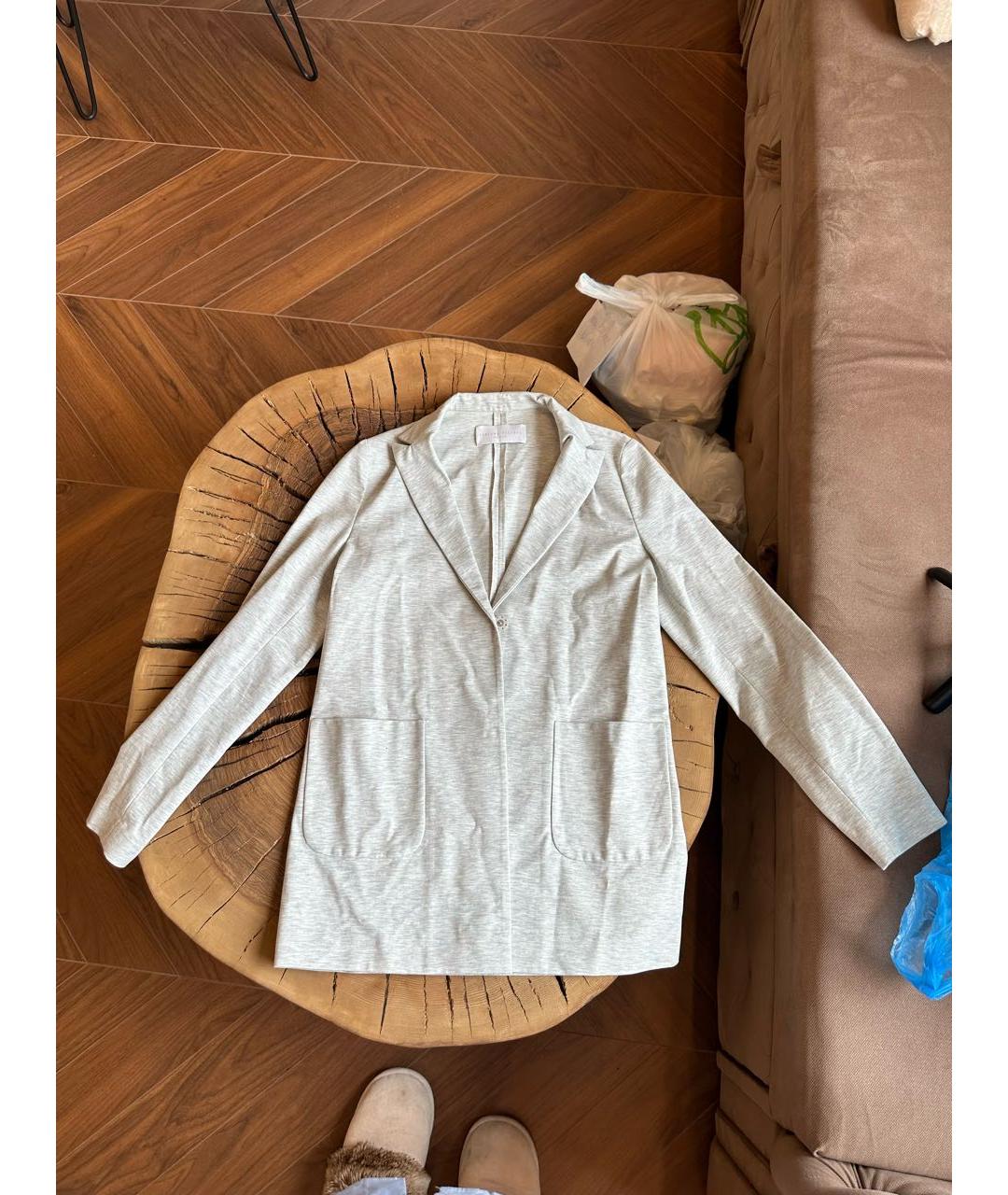 FABIANA FILIPPI Серый хлопко-эластановый жакет/пиджак, фото 9