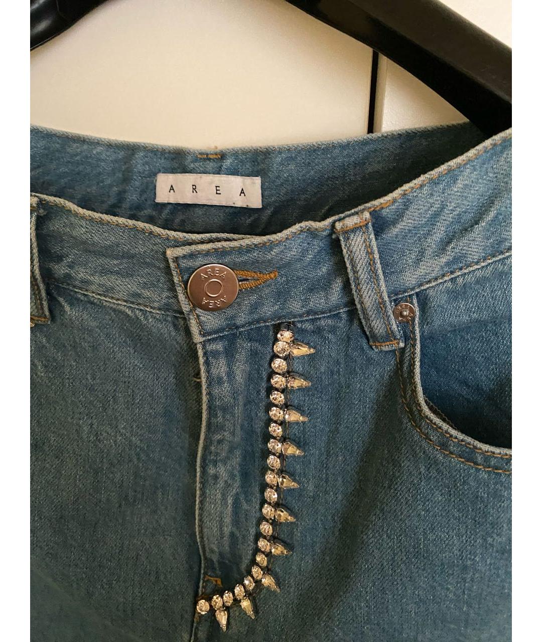AREA Голубые хлопковые прямые джинсы, фото 3