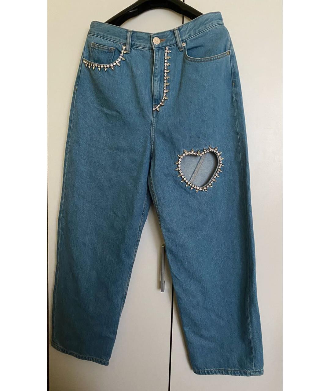 AREA Голубые хлопковые прямые джинсы, фото 7