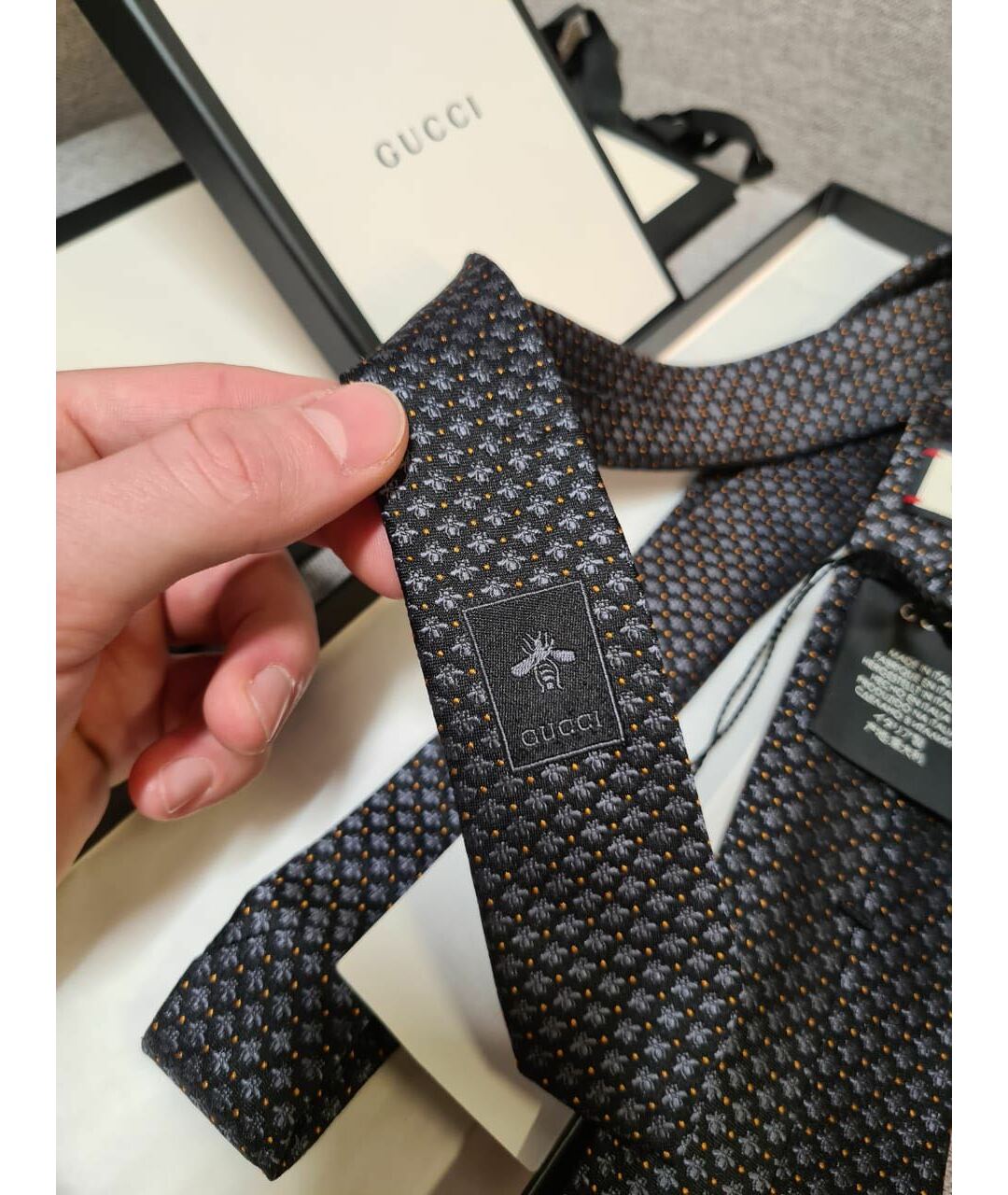 GUCCI Серый шелковый галстук, фото 3