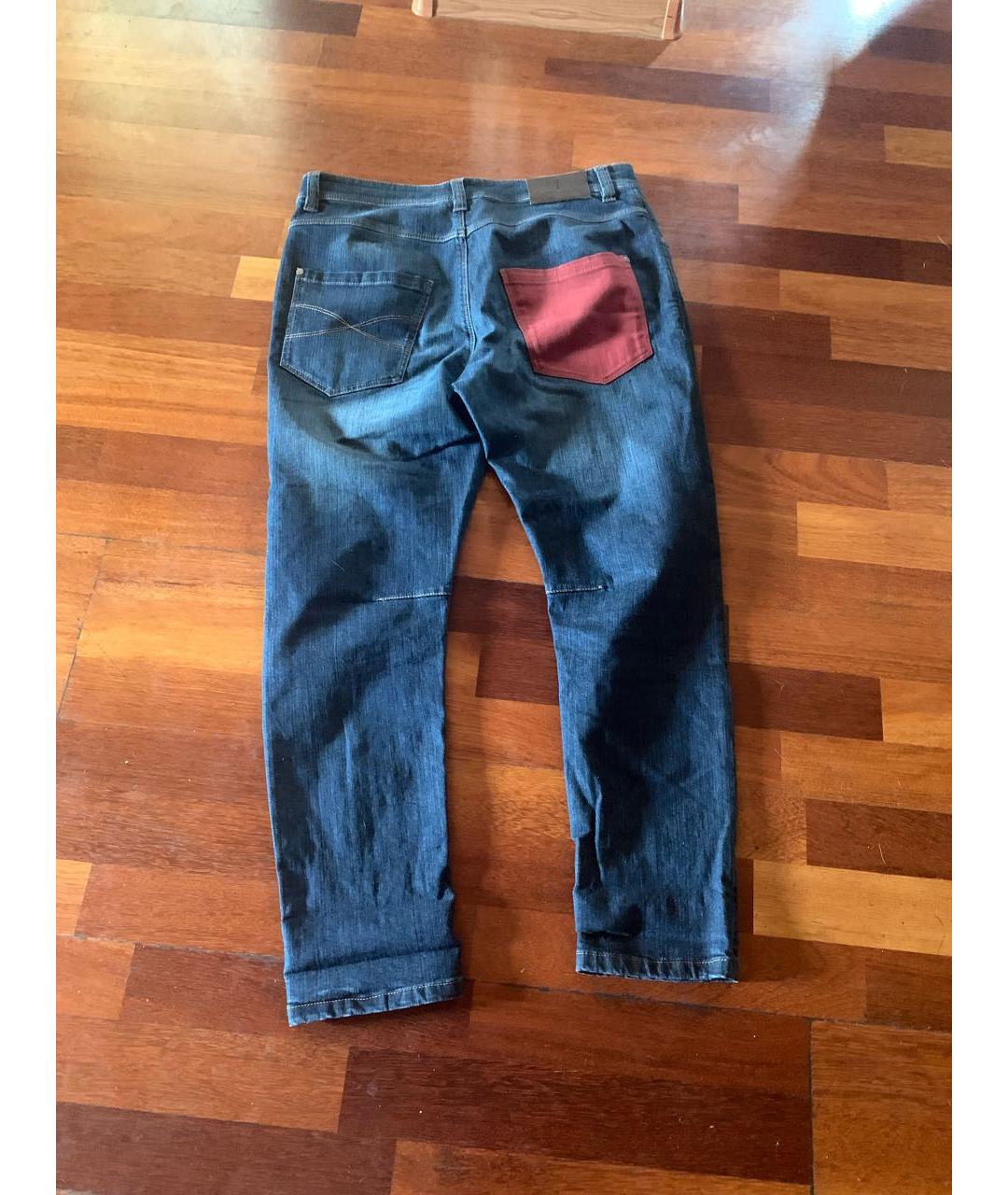 BRUNELLO CUCINELLI Синие хлопко-эластановые джинсы слим, фото 2