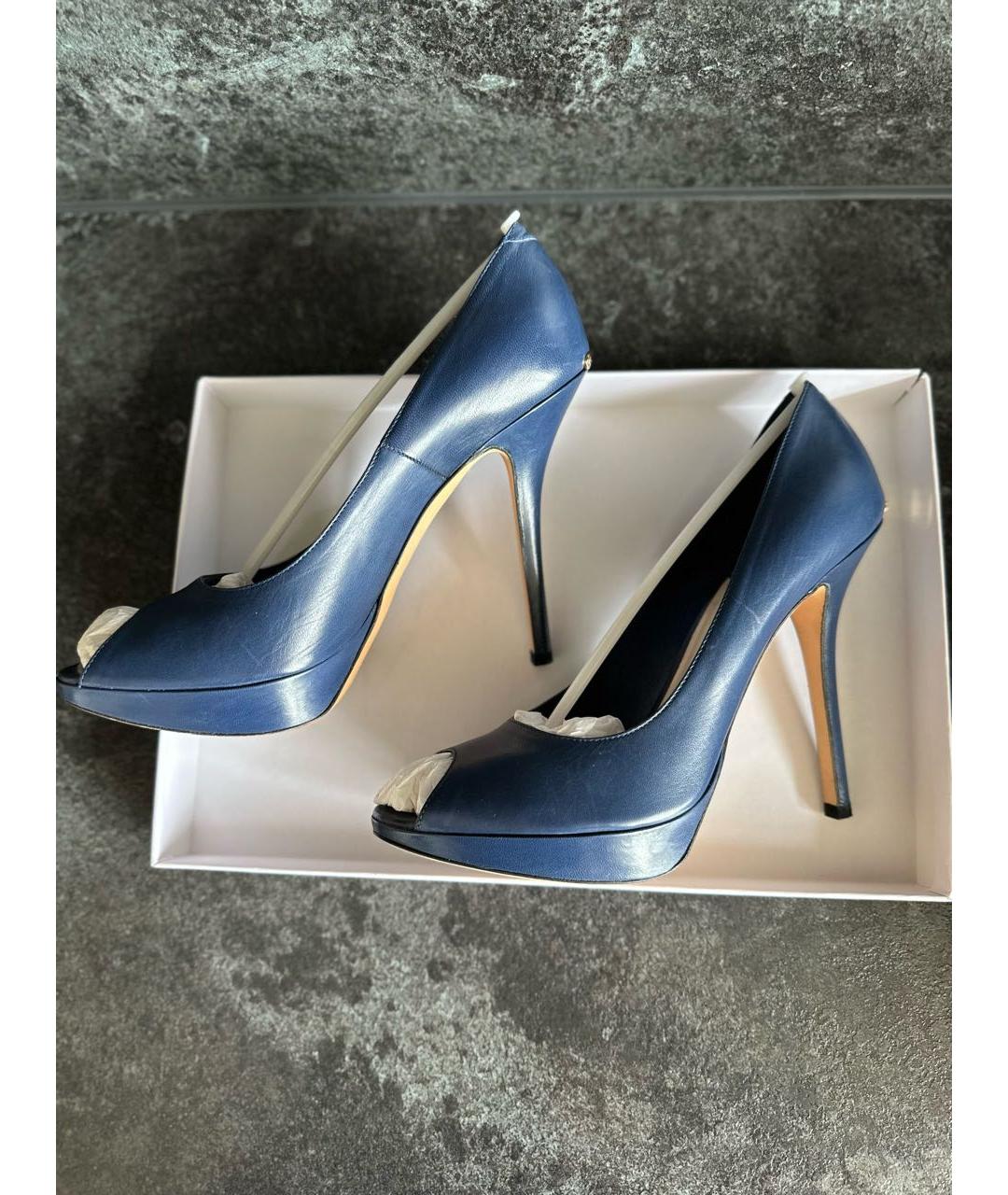 CHRISTIAN DIOR Синие кожаные босоножки, фото 4