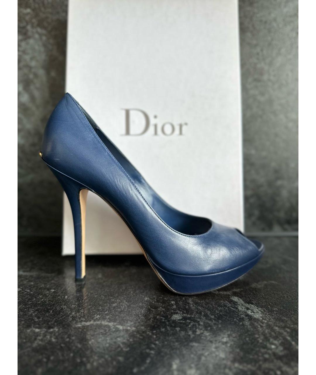 CHRISTIAN DIOR Синие кожаные босоножки, фото 3