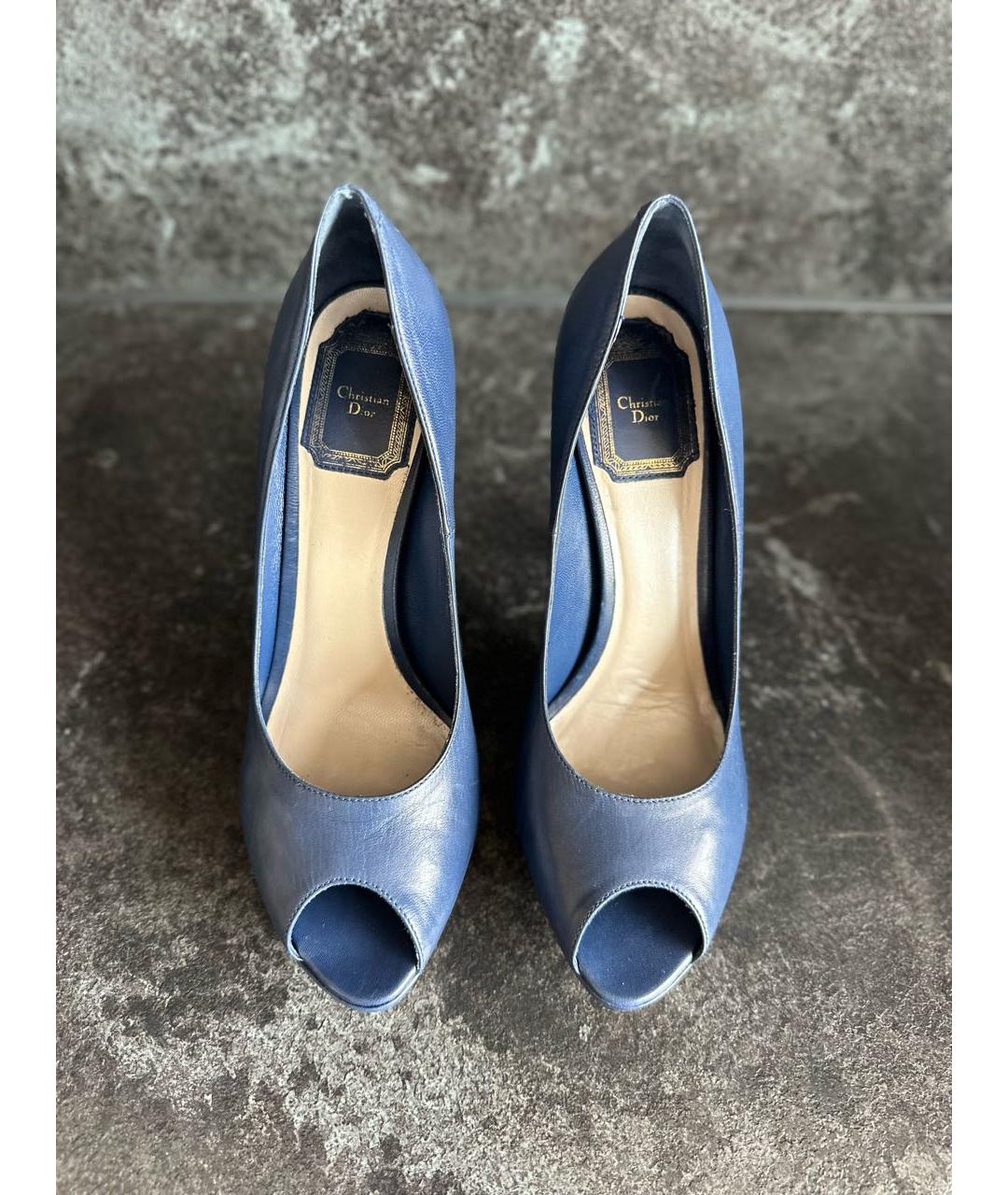 CHRISTIAN DIOR Синие кожаные босоножки, фото 2