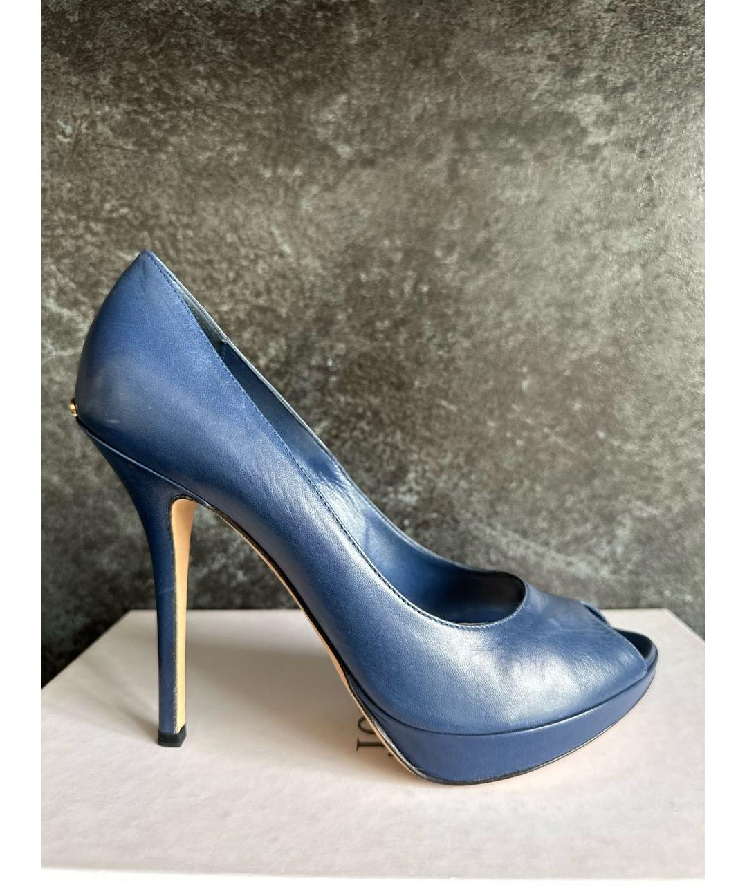 CHRISTIAN DIOR Синие кожаные босоножки, фото 7