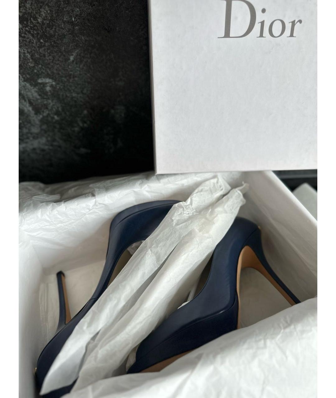CHRISTIAN DIOR Синие кожаные босоножки, фото 5