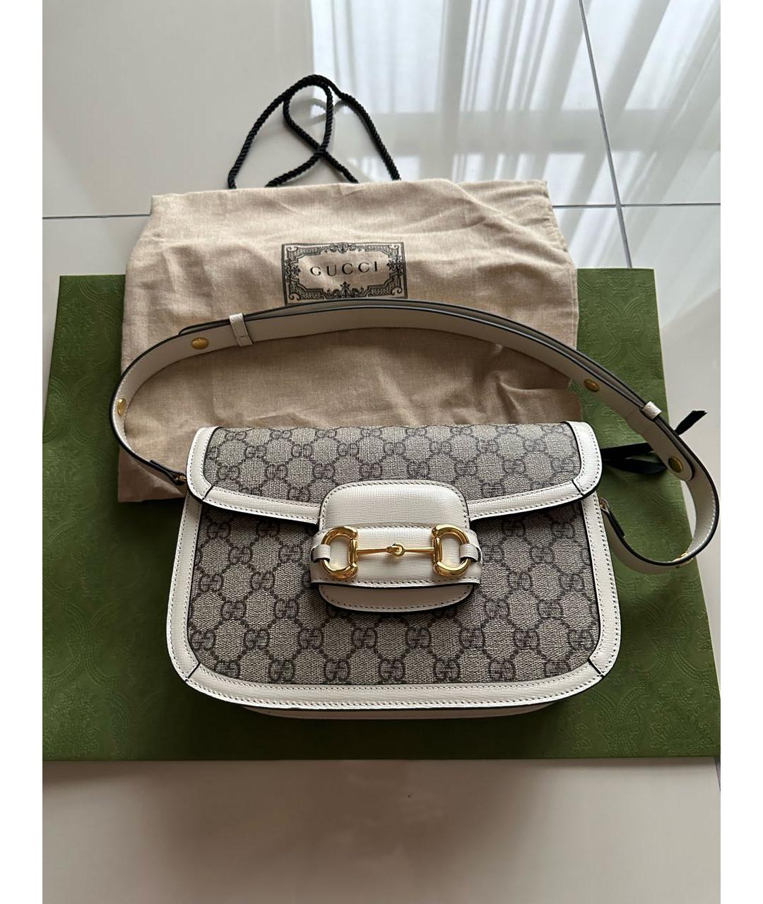 GUCCI Белая кожаная сумка с короткими ручками, фото 5