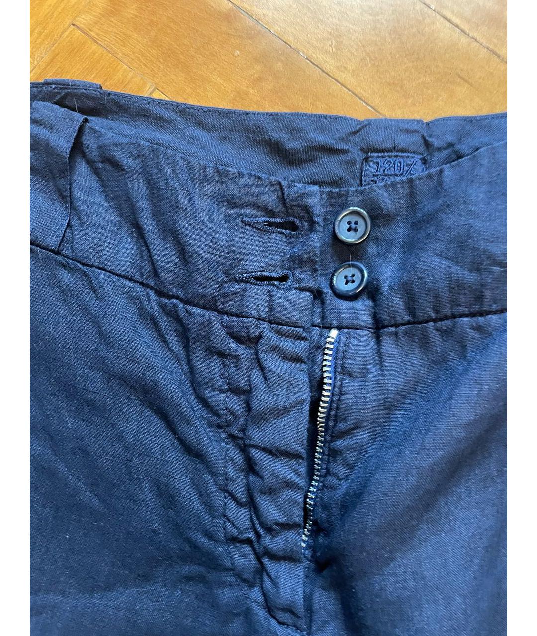120%LINO Темно-синие льняные брюки широкие, фото 4